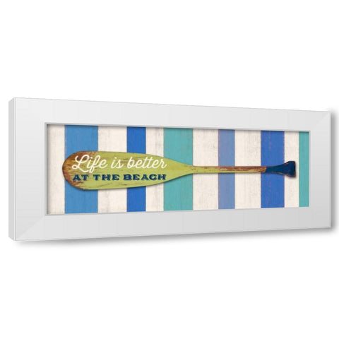 Life Is BetterAt The Beach White Modern Wood Framed Art Print by Appleman, Sam