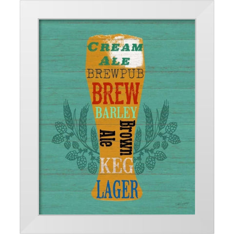 Pint Glass Of Beer White Modern Wood Framed Art Print by Appleman, Sam