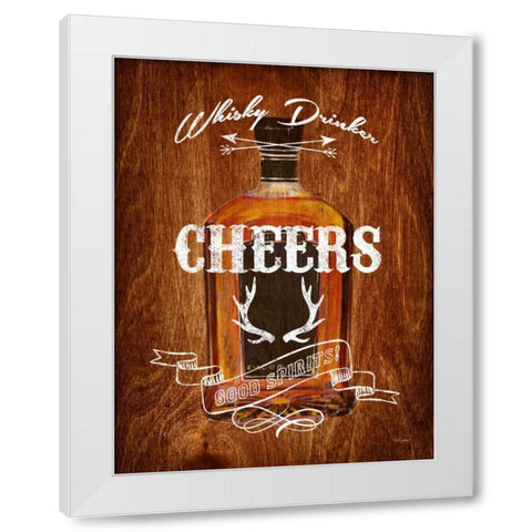 Whisky Drinker Wood Sign White Modern Wood Framed Art Print by Appleman, Sam