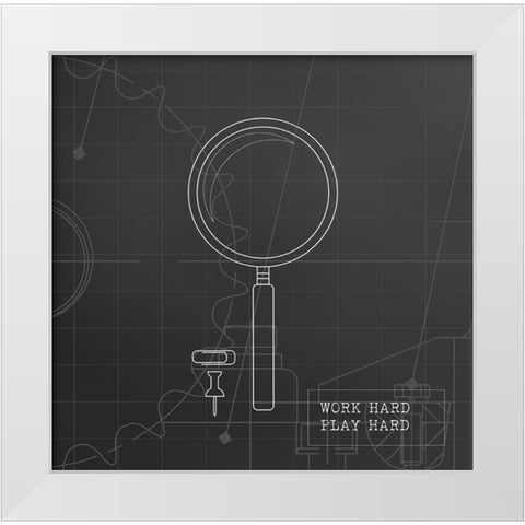 Magnify Blueprint White Modern Wood Framed Art Print by Appleman, Sam