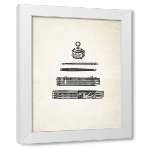 Pencils and Pen White Modern Wood Framed Art Print by Appleman, Sam