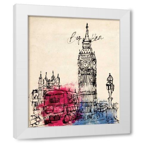 Big Ben in Pen White Modern Wood Framed Art Print by Yamada, Morgan