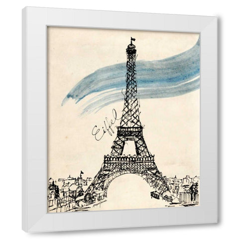 Eiffel Tower in Pen White Modern Wood Framed Art Print by Yamada, Morgan
