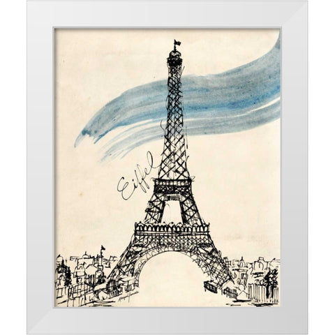 Eiffel Tower in Pen White Modern Wood Framed Art Print by Yamada, Morgan