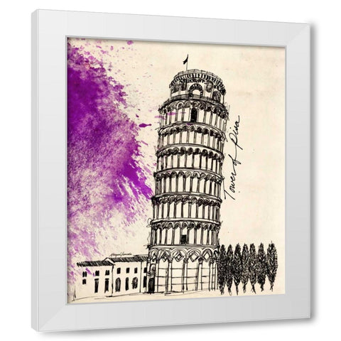 Tower of Pisa in Pen White Modern Wood Framed Art Print by Yamada, Morgan