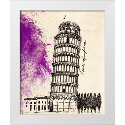 Tower of Pisa in Pen White Modern Wood Framed Art Print by Yamada, Morgan