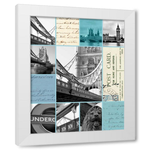 London Postcards  White Modern Wood Framed Art Print by Duprais, Cameron