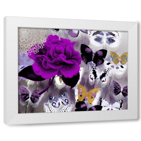 Butterfly Collage Magenta White Modern Wood Framed Art Print by Taylor, Evangeline