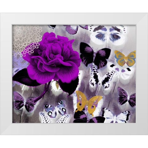 Butterfly Collage Magenta White Modern Wood Framed Art Print by Taylor, Evangeline