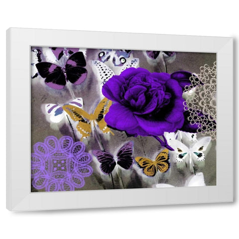 Butterfly Collage Purple White Modern Wood Framed Art Print by Taylor, Evangeline