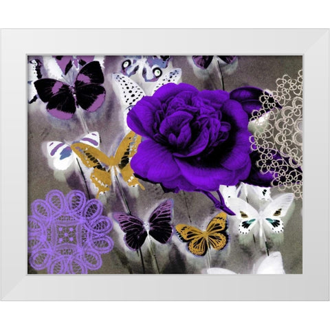 Butterfly Collage Purple White Modern Wood Framed Art Print by Taylor, Evangeline