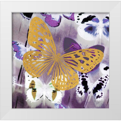 Raining Butterflies 1 White Modern Wood Framed Art Print by Taylor, Evangeline