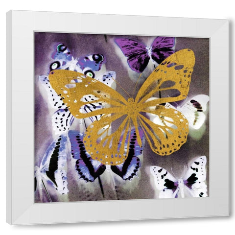 Raining Butterflies 2 White Modern Wood Framed Art Print by Taylor, Evangeline
