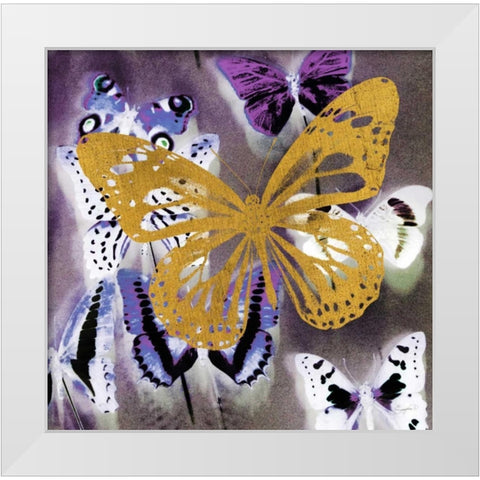 Raining Butterflies 2 White Modern Wood Framed Art Print by Taylor, Evangeline