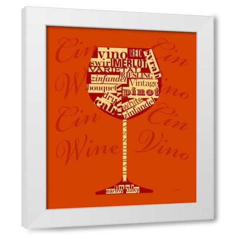 Wine Words Glass White Modern Wood Framed Art Print by Taylor, Evangeline