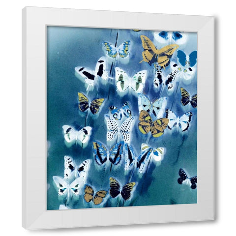 Bouquet Of Butterflies White Modern Wood Framed Art Print by Taylor, Evangeline