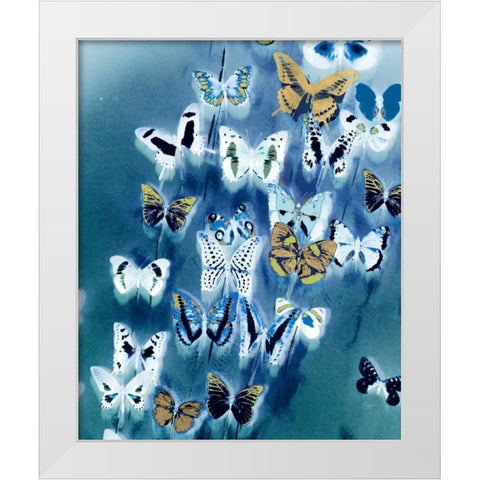 Bouquet Of Butterflies White Modern Wood Framed Art Print by Taylor, Evangeline