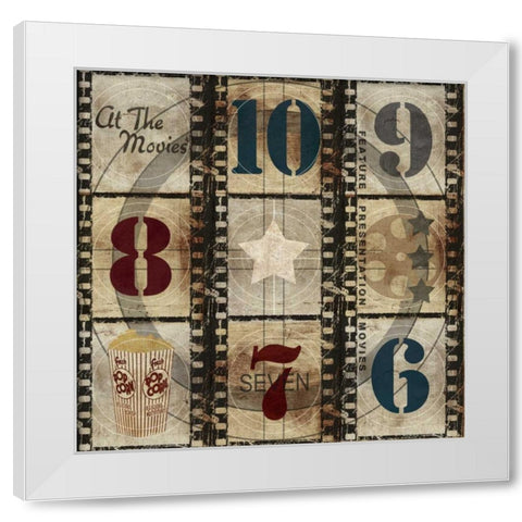 At The Movies Countdown White Modern Wood Framed Art Print by Taylor, Evangeline