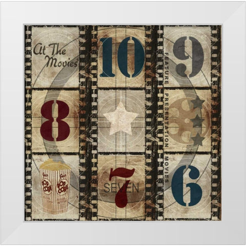 At The Movies Countdown White Modern Wood Framed Art Print by Taylor, Evangeline