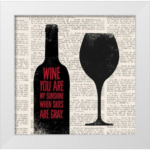 Wine Lino Print 2 White Modern Wood Framed Art Print by Taylor, Evangeline