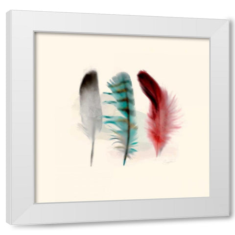 Three Feather Study 1 White Modern Wood Framed Art Print by Taylor, Evangeline