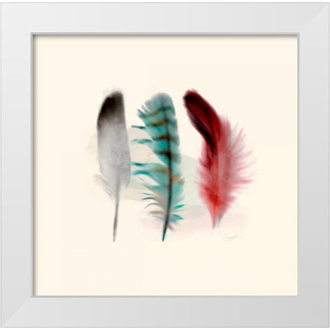 Three Feather Study 1 White Modern Wood Framed Art Print by Taylor, Evangeline