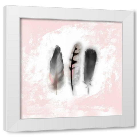 Watercolor Feather Study 1 in Pink White Modern Wood Framed Art Print by Taylor, Evangeline