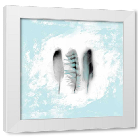 Watercolor Feather Study 3 in Blue White Modern Wood Framed Art Print by Taylor, Evangeline