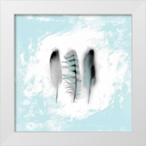 Watercolor Feather Study 3 in Blue White Modern Wood Framed Art Print by Taylor, Evangeline