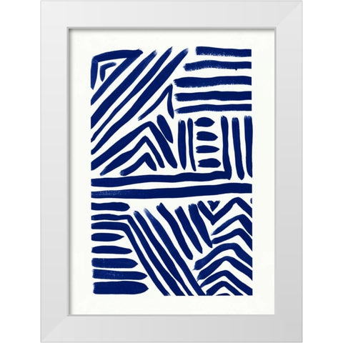 Indigo Lines White Modern Wood Framed Art Print by Taylor, Evangeline