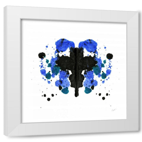 Ink Blot Indigo 1 White Modern Wood Framed Art Print by Taylor, Evangeline
