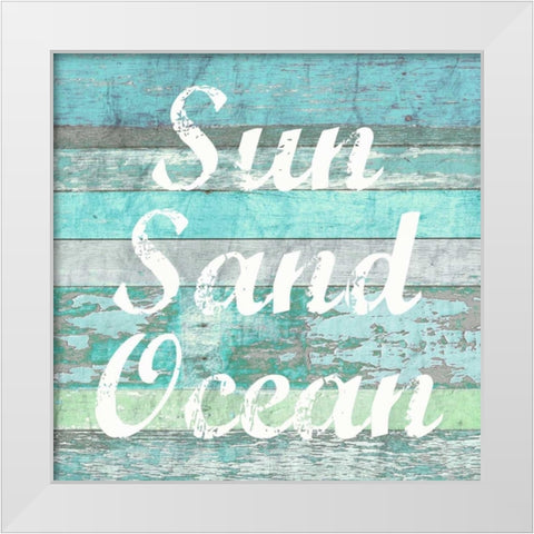 Sun Sand Ocean White Modern Wood Framed Art Print by Taylor, Evangeline