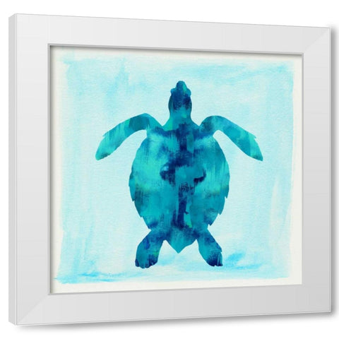 Tropical Sea Turtle White Modern Wood Framed Art Print by Taylor, Evangeline