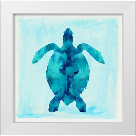 Tropical Sea Turtle White Modern Wood Framed Art Print by Taylor, Evangeline