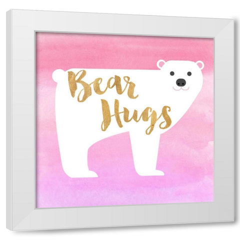 Bear Hugs Pink White Modern Wood Framed Art Print by Taylor, Evangeline