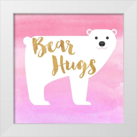 Bear Hugs Pink White Modern Wood Framed Art Print by Taylor, Evangeline