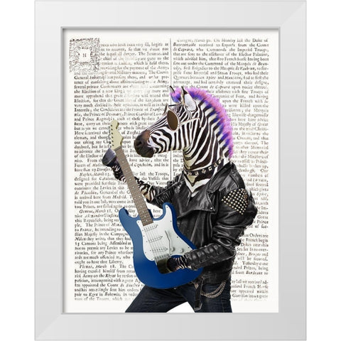 Rockn Zebra White Modern Wood Framed Art Print by Taylor, Evangeline