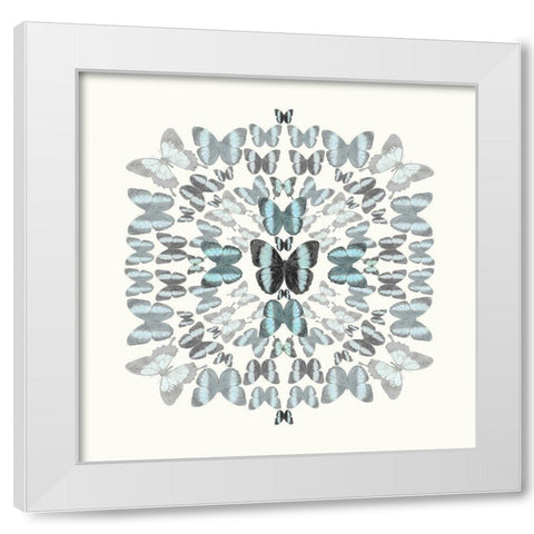 Butterfly Kaleidoscope White Modern Wood Framed Art Print by Taylor, Evangeline