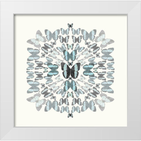 Butterfly Kaleidoscope White Modern Wood Framed Art Print by Taylor, Evangeline