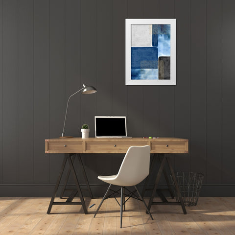 Shape and Texture Blue White Modern Wood Framed Art Print by Taylor, Evangeline