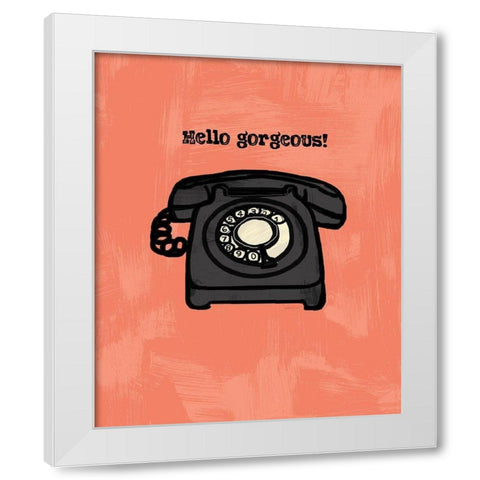 HELLO GORGEOUS INK SKETCH White Modern Wood Framed Art Print by Valentina, Valentina