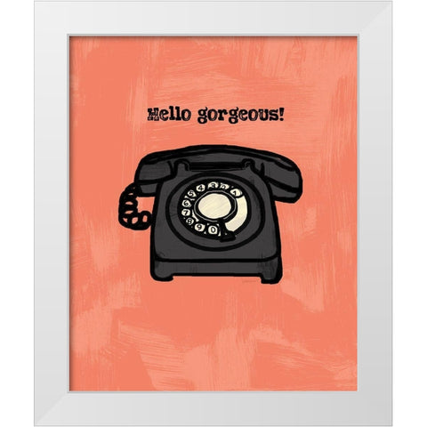 HELLO GORGEOUS INK SKETCH White Modern Wood Framed Art Print by Valentina, Valentina