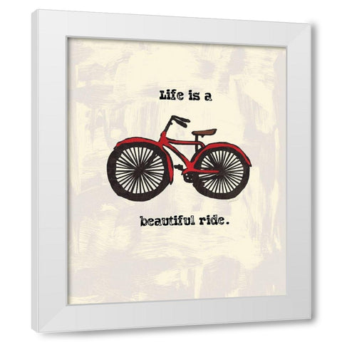 BEAUTIFUL RIDE INK SKETCH White Modern Wood Framed Art Print by Valentina, Valentina