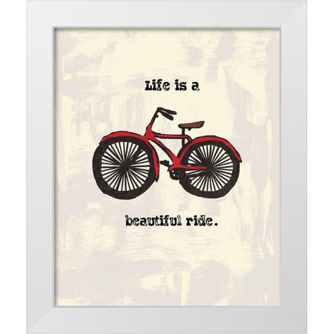 BEAUTIFUL RIDE INK SKETCH White Modern Wood Framed Art Print by Valentina, Valentina