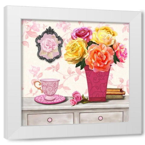 Parisian In Pink 1 White Modern Wood Framed Art Print by Art Atelier Alliance