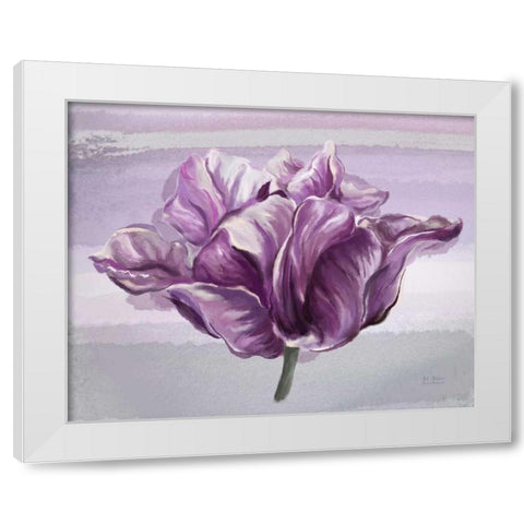 Awash In Plum Floral White Modern Wood Framed Art Print by Art Atelier Alliance