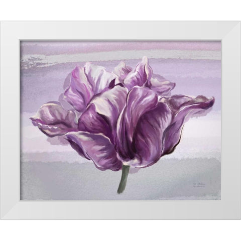Awash In Plum Floral White Modern Wood Framed Art Print by Art Atelier Alliance