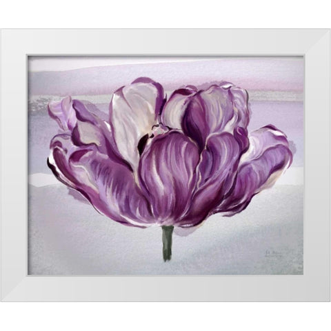 Awash In Plum Tulip White Modern Wood Framed Art Print by Art Atelier Alliance