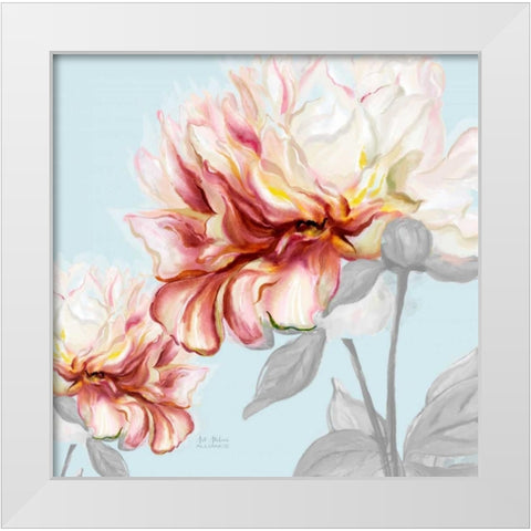 Blushing Peony Square 1 White Modern Wood Framed Art Print by Art Atelier Alliance