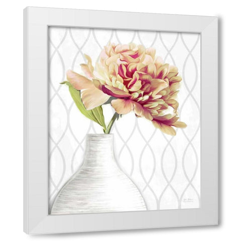 Designer Peony 1 White Modern Wood Framed Art Print by Art Atelier Alliance